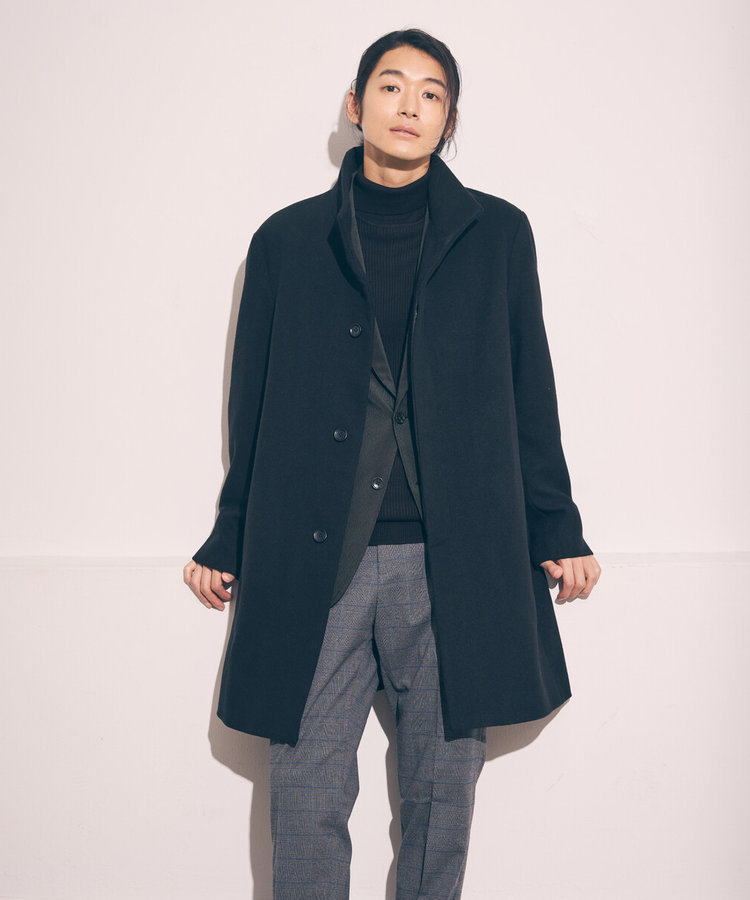 ウールブレンド メルトン イタリアンカラー コート（47-20WM02-205