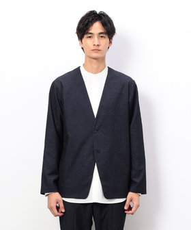 セットアップ対応】デニムライクストレッチ ノーカラージャケット（47