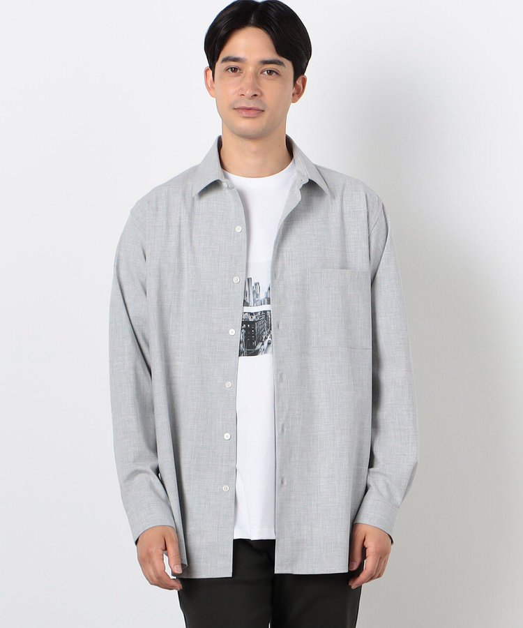 ウールライク ショートポイントカラー シャツ（長袖）（47-30II02-204