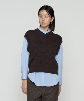 Sサイズ 〕 コットンポリエステルリリヤーン ニットベスト（54-54IM08