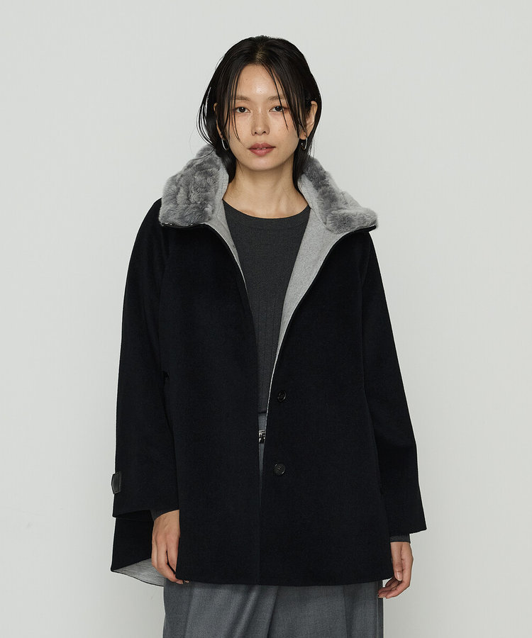 TALLサイズ 〕 アンゴラウール ・Aラインショートコート（76-15WM03