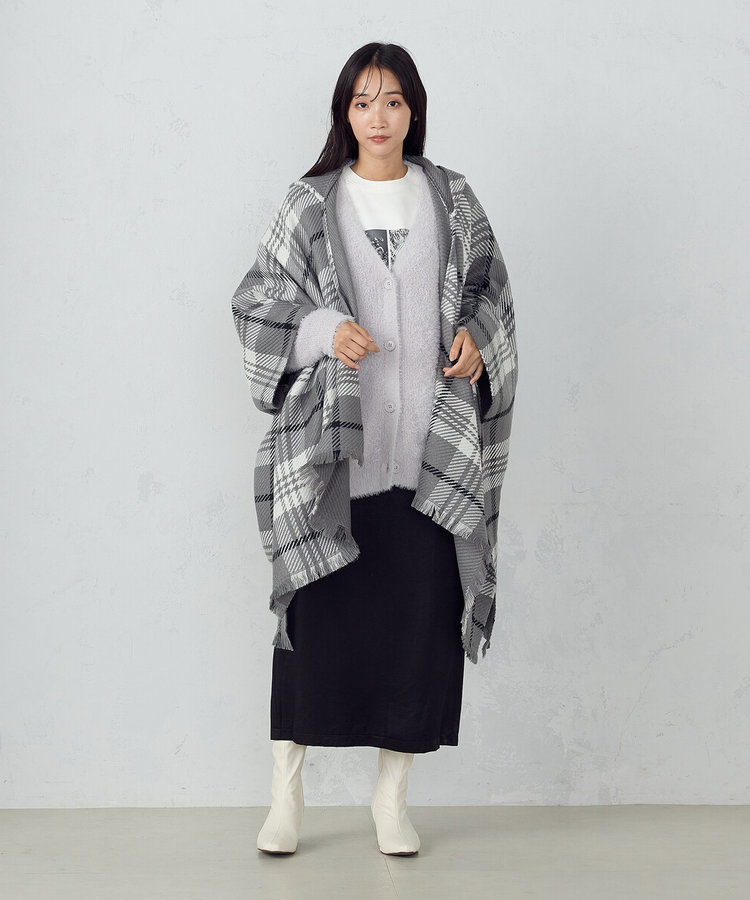 LORITTI ロリッティ ポンチョ カシミヤ フォックス フード付き М 2025