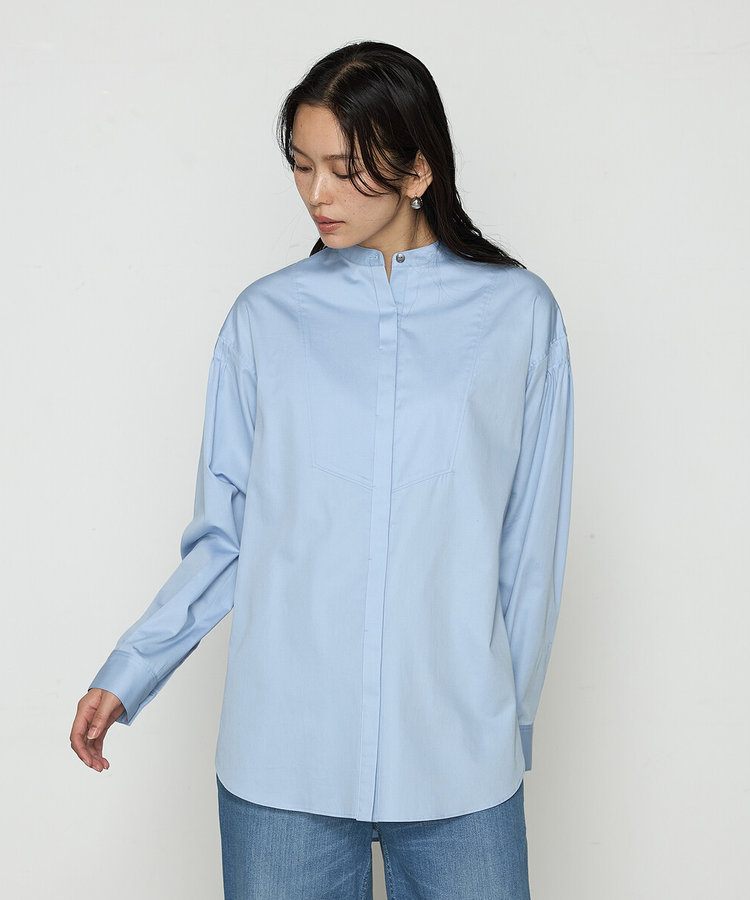 コットンサテンオルタージュ ロングシャツ（01-04HK05-205）｜K.T