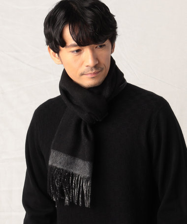 カシミヤ オンブレーチェックマフラー（07-56RE03-203）｜コムサメン