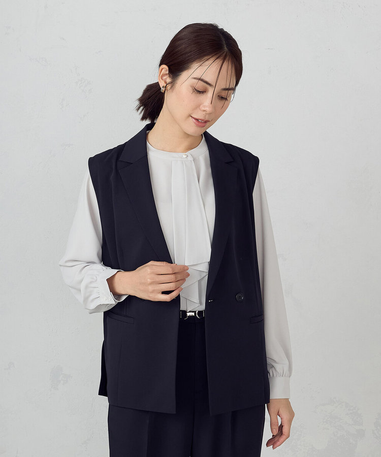 セットアップ対応】 ポリエステルツイル テーラードジレ（12-08VK12