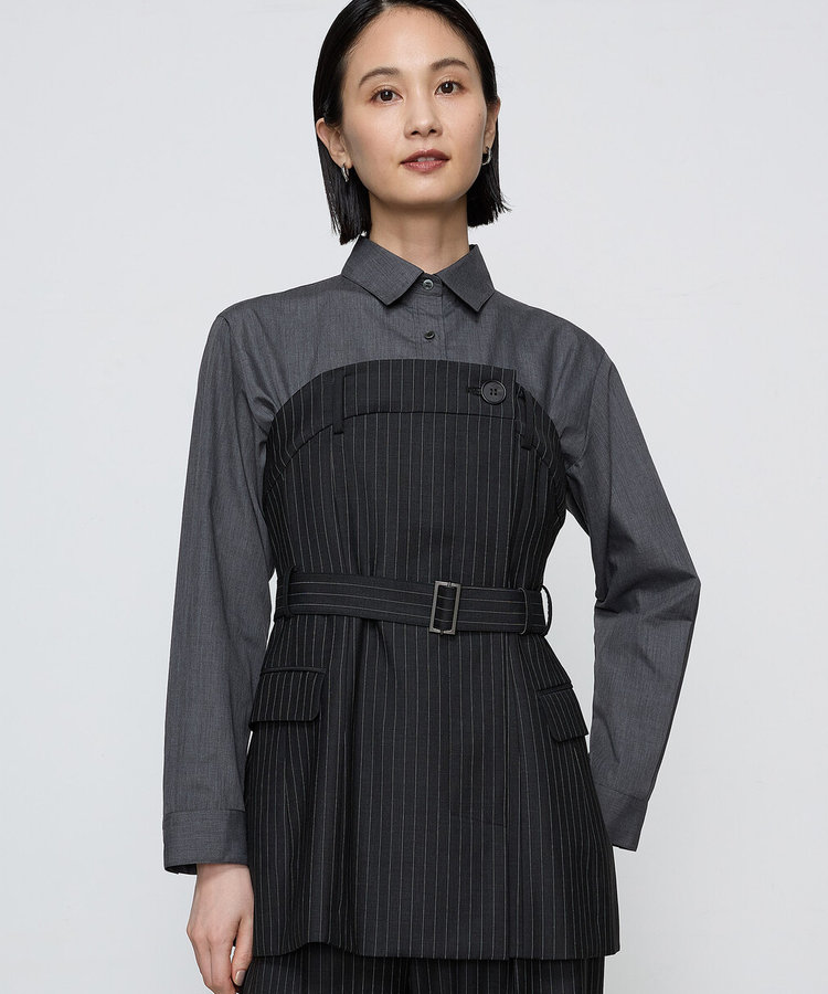 セットアップ対応】ストレッチトロ ビスチェ付きブラウス（15-80VI02