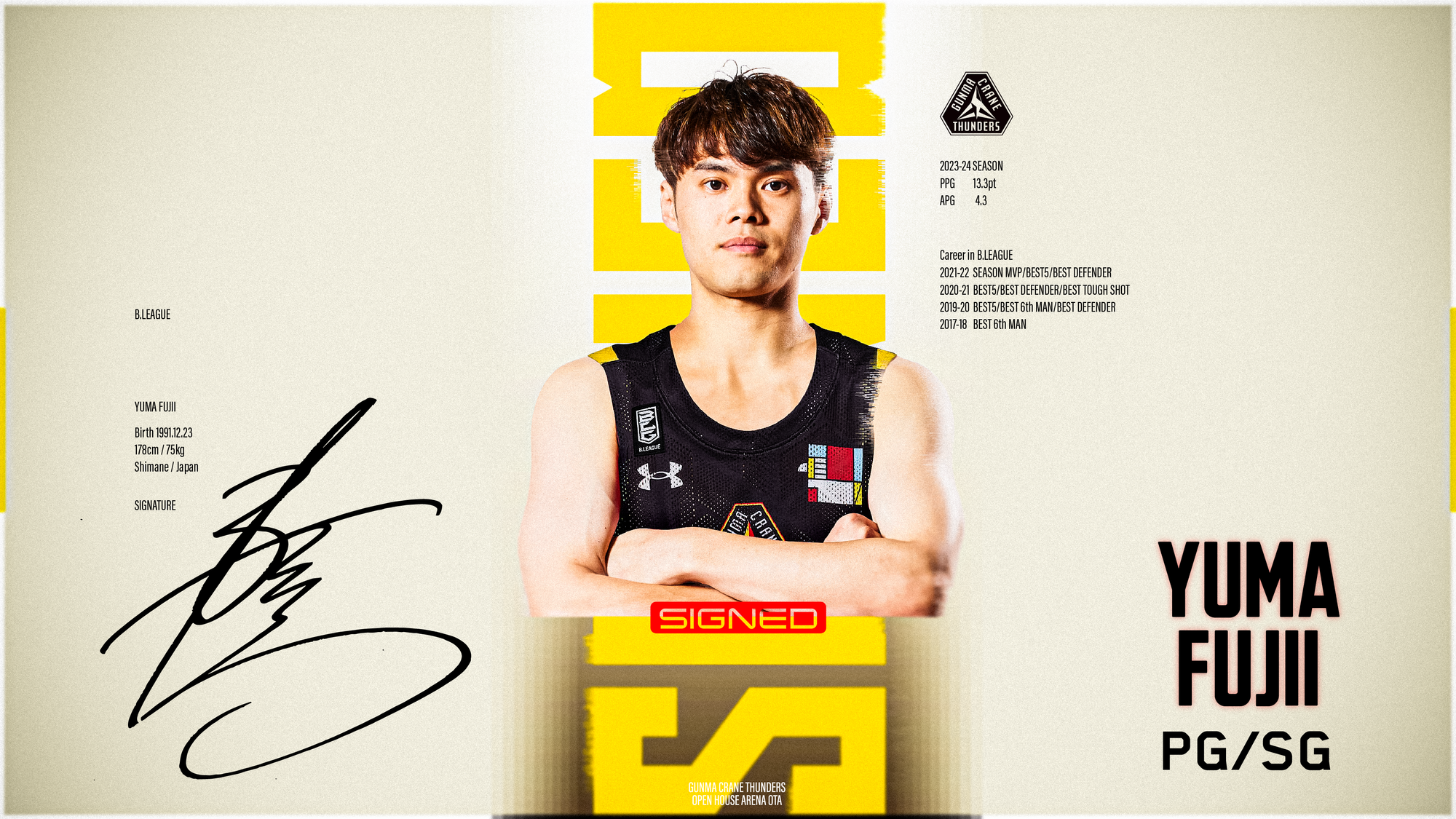 藤井祐眞 選手 2024-25シーズン 選手契約(新規)合意のお知らせ | 群馬