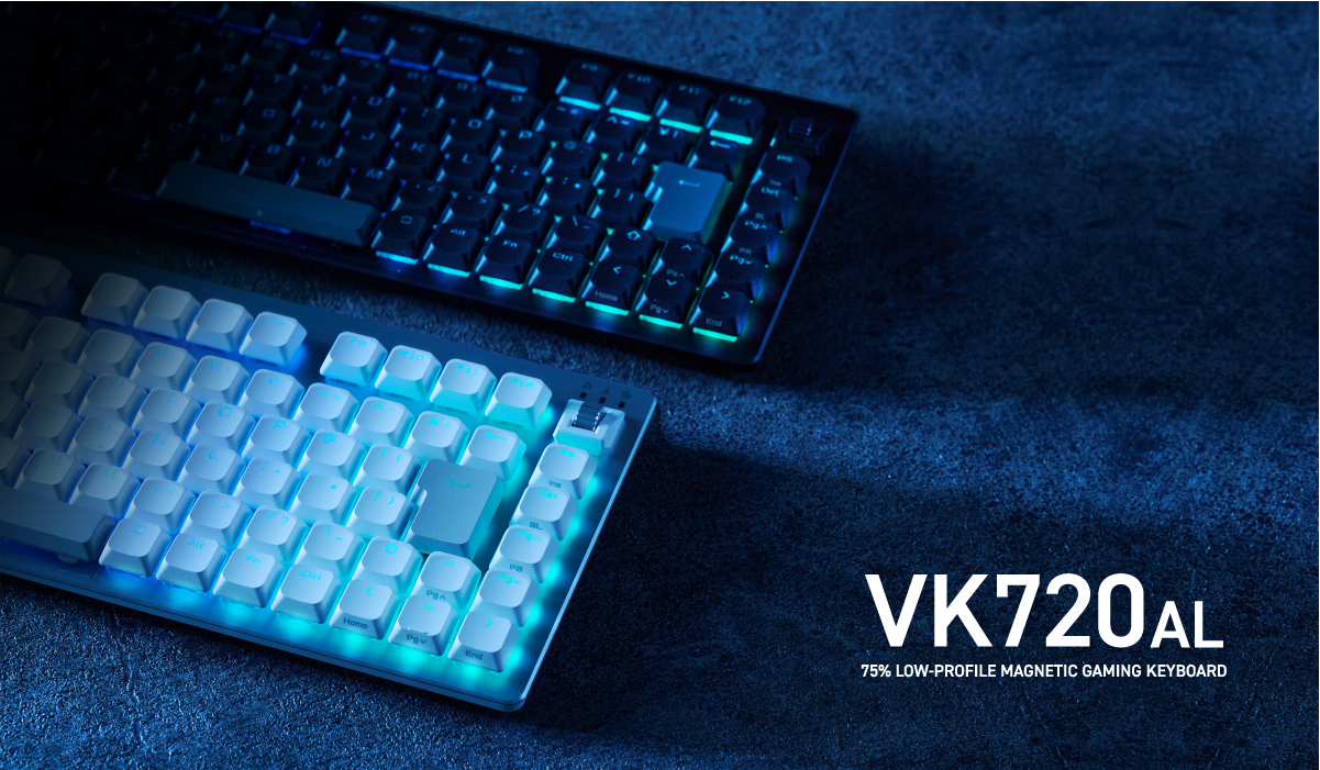 75%サイズでロープロファイルのゲーミングキーボード「VK720AL