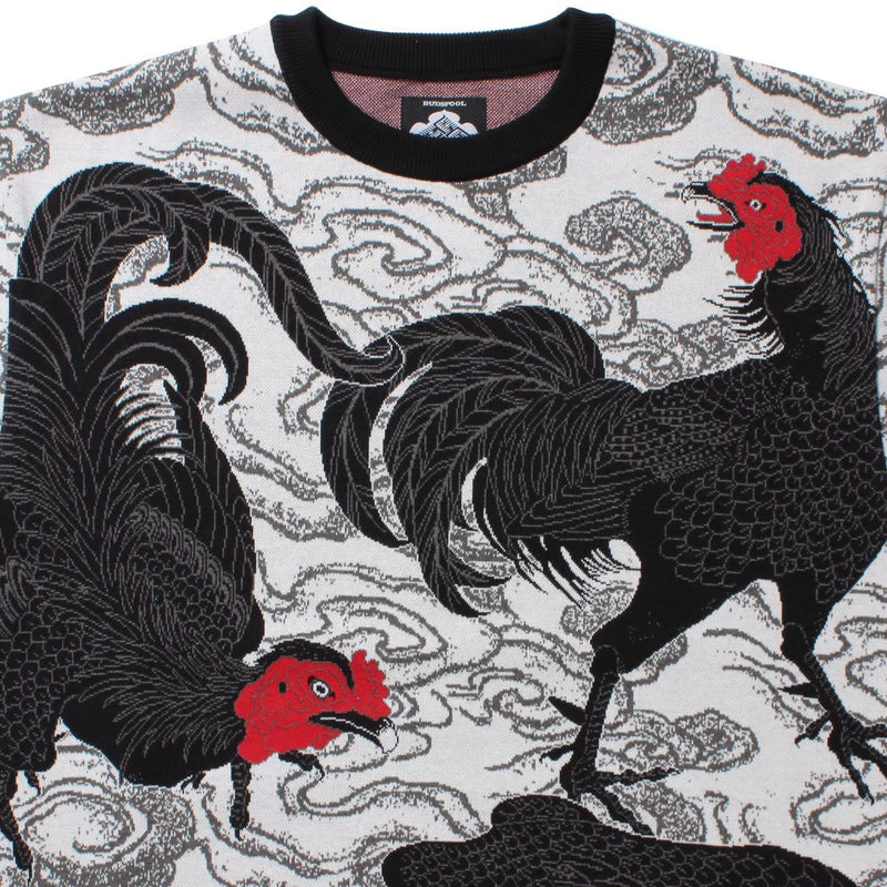 GAKKIN × BUDSPOOL 渦軍鶏 COTTON KNIT JACQUARD SWEATER WHITE – GXX