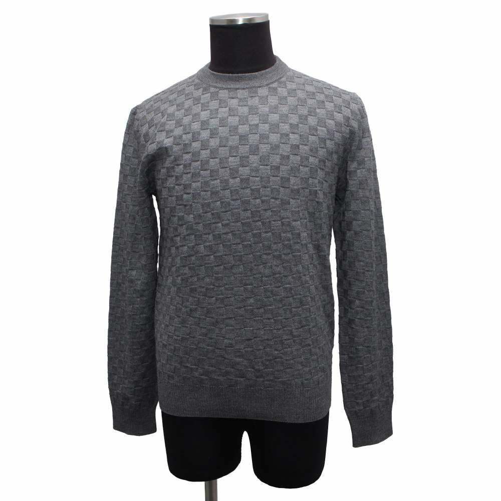 ルイヴィトン ニット ダミエ ウール クルーネック メンズサイズS LOUIS