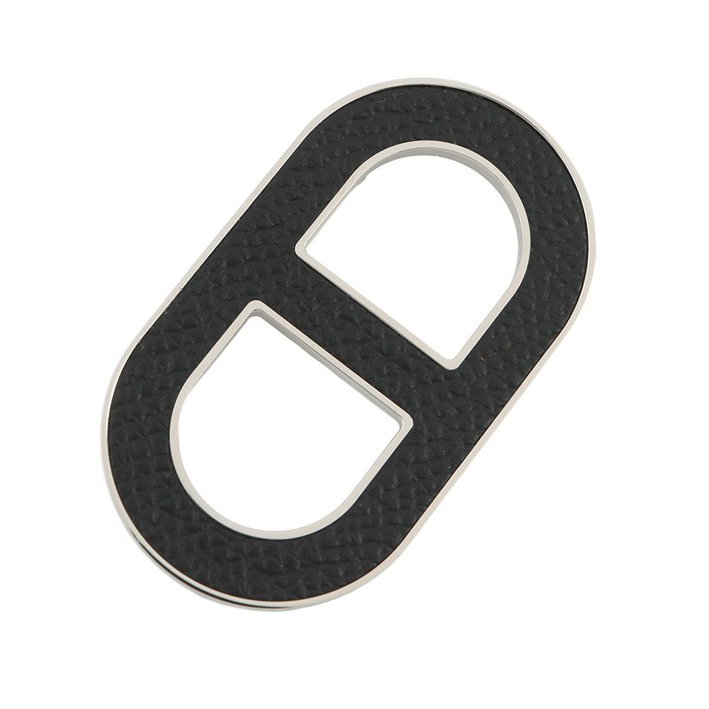 エルメス ブローチ シェーヌダンクル ブラック/シルバー金具 エプソン