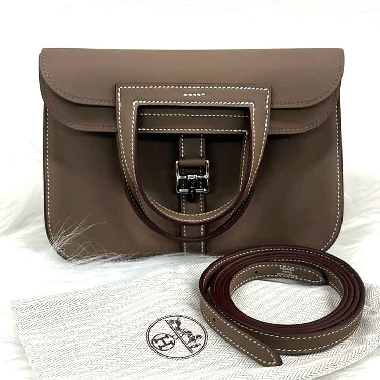 エルメス アルザンミニ エトゥープ ヴォー・スイフト シルバー金具 K