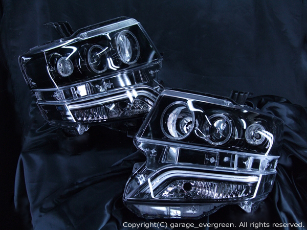 ブラック□N BOX カスタムJF1/JF2/NBOXイカリングヘッドライトEG