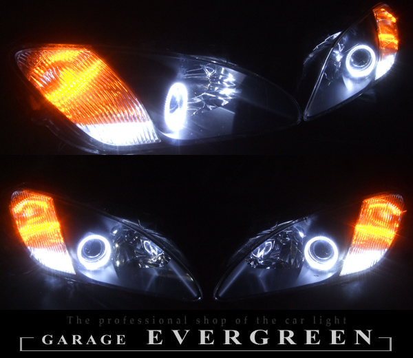 S2000 AP1 前期 ヘッドライトセット 4連白色イカリング&増設高輝度LED