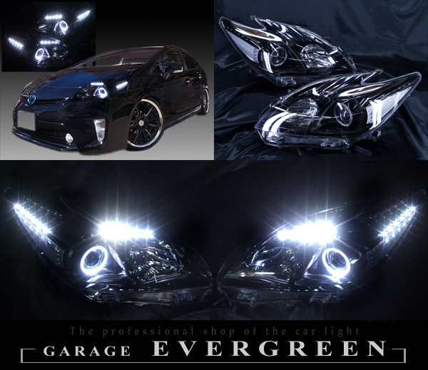 ZVW30系 プリウス 前期/後期 ハロゲンベース ヘッドライト ブラック