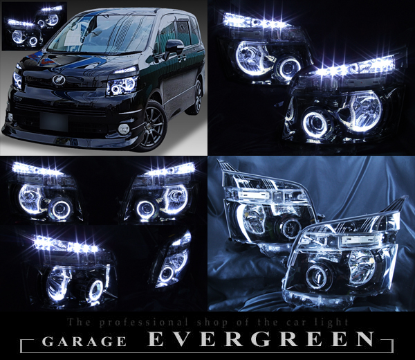 ZRR70系 前期 VOXY ヴォクシー ドレスアップヘッドライト ブラック&4連