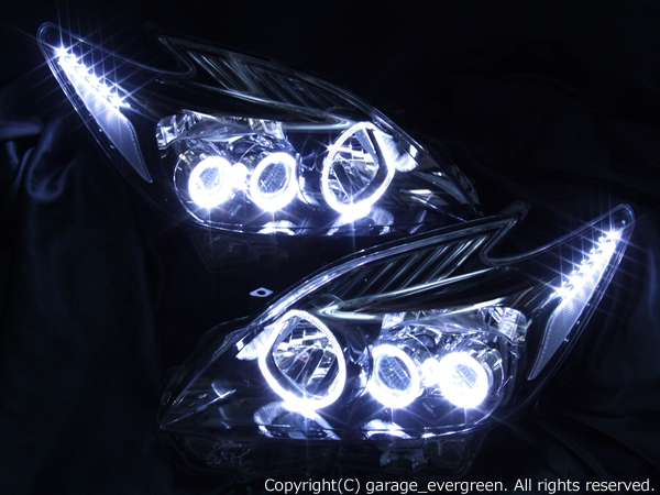 30系 プリウス 前期 純正ドレスアップヘッドライト LEDイカリング＆白