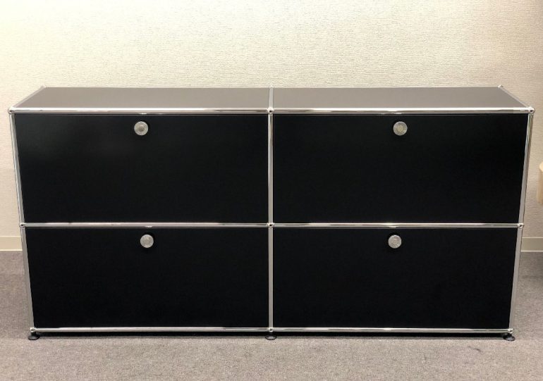 □USM/ハラーシステム□キャビネット 2列2段 黒 W152cm 収納 上