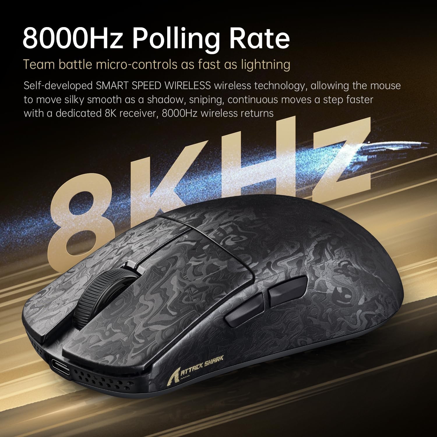 ATTACK SHARK R11 Ultra 8K Carbon Fiber Wireless Gaming Mouse