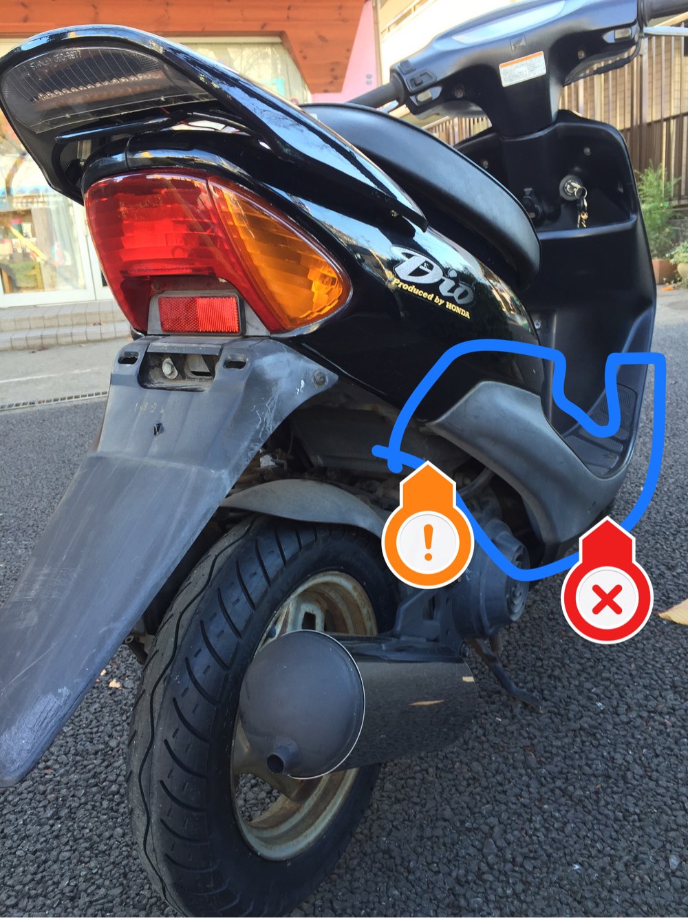 中級】ライブディオにリアスポイラーを取り付けてZXにする | 藤沢市の