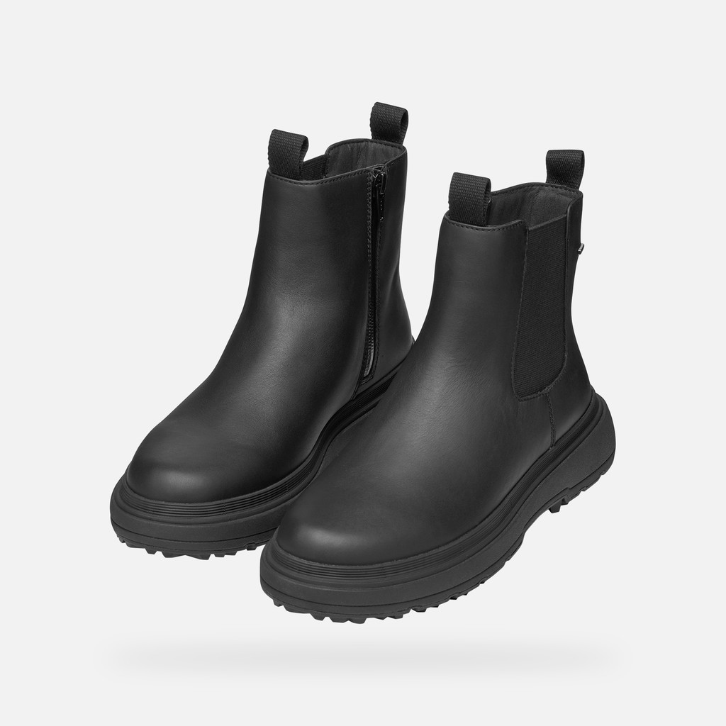 Geox® LAMIDIE + GRIP ABX WOMAN: Black Waterproof ankle boots | Geox ®