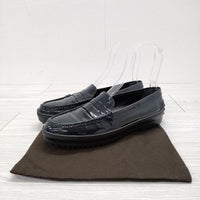 TOD'S エナメル ドライビングシューズ 38 1/2 ローファー 濃紺