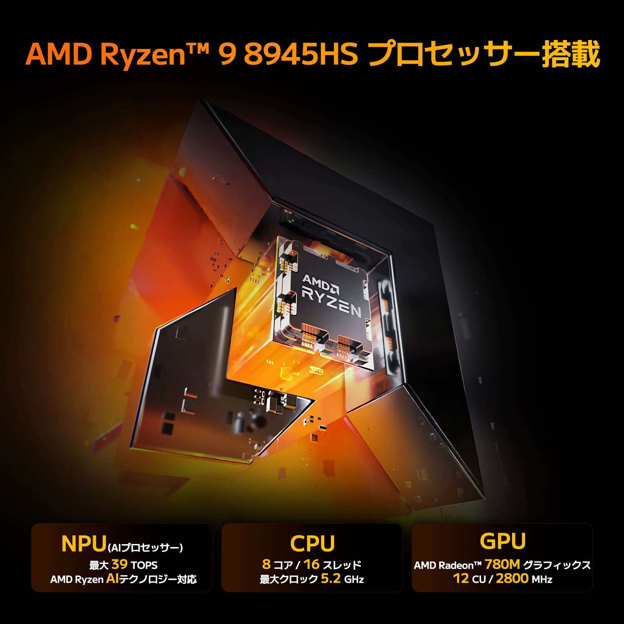 AI PC用NPUプロセッサー Ryzen 9搭載 A8ミニ PC｜GEEKOM（ギコム) - 高