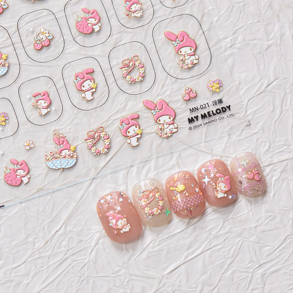 NAIL DECAL Tomoni x Sanrio My Melody Cute 3D Sticker #6 – GellyDrops