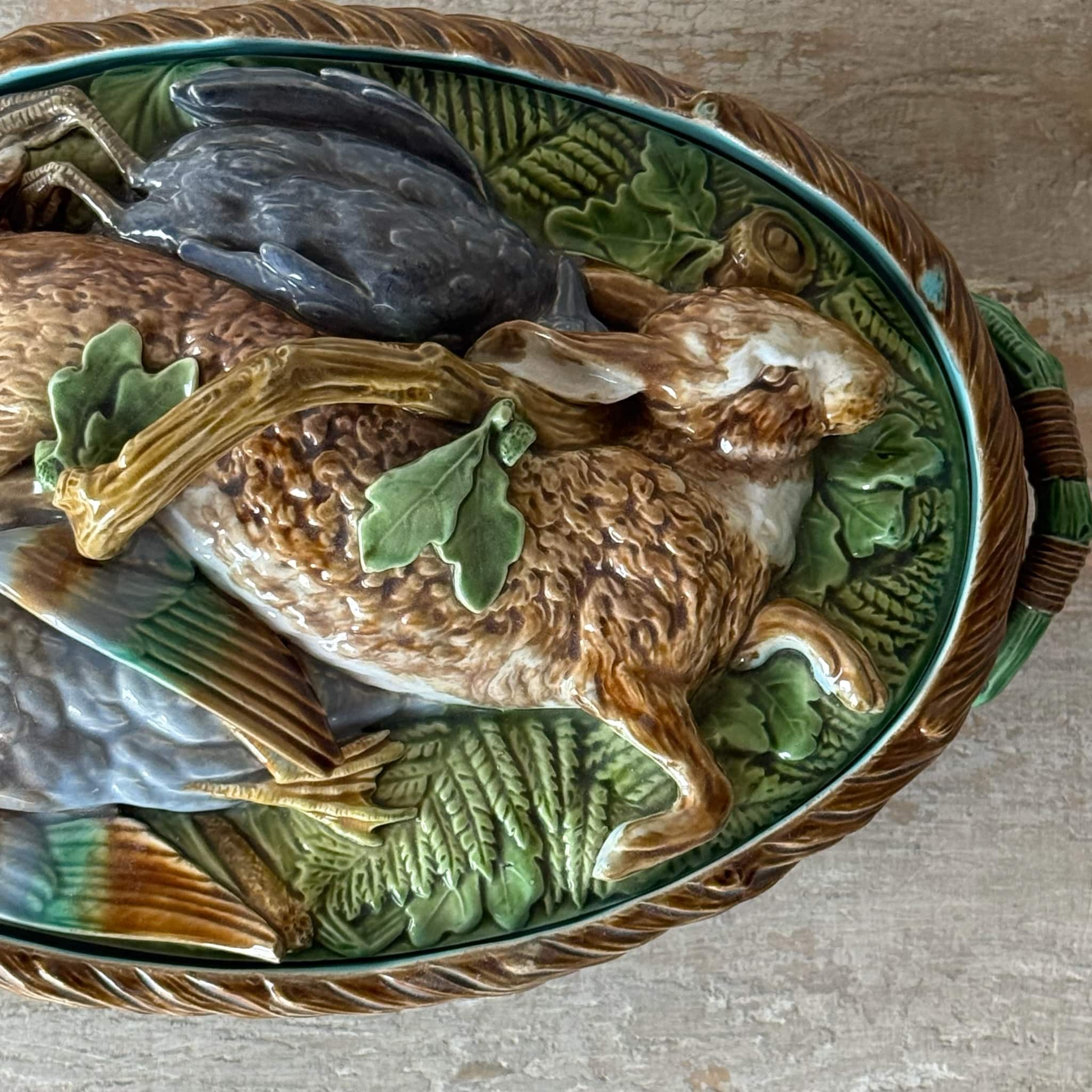 Late 19th C. Minton Majolica Game Dish - Casa Gusto