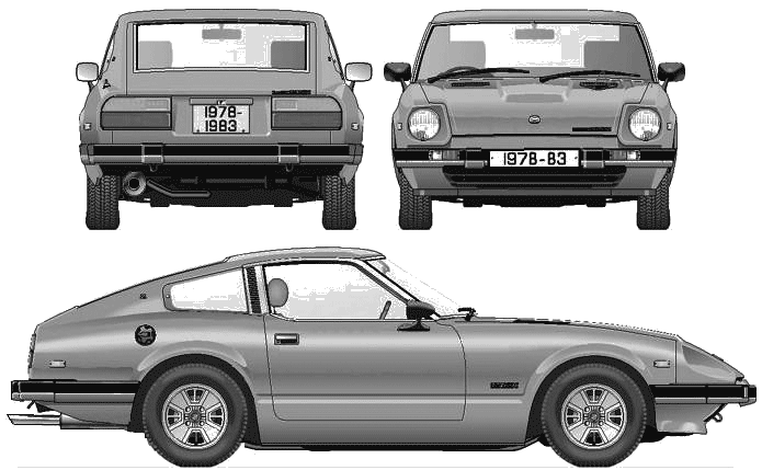 1980 Datsun 280ZX Fairlady Coupe blueprints free - Outlines
