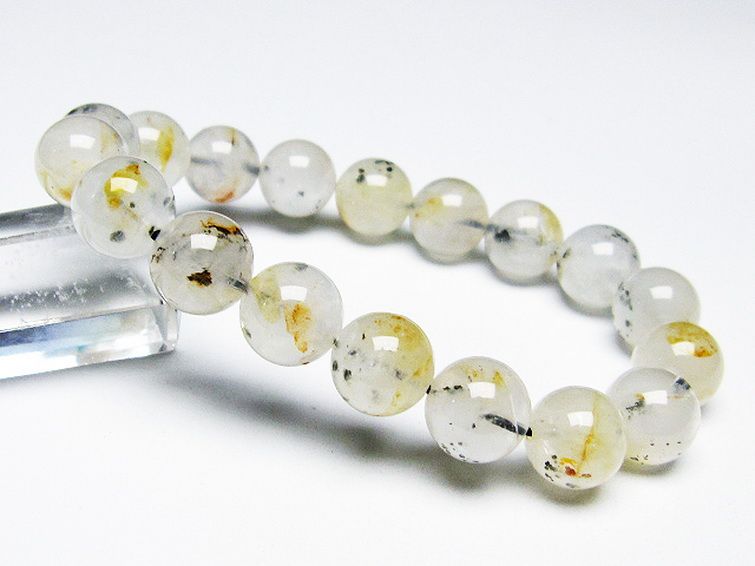 パイライト入り水晶ブレスレット11mm[T669-631]