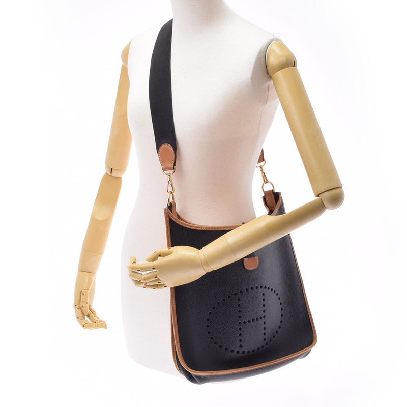 エルメスエヴリン GM 14128 黒/ナチュラル ゴールド金具 ○X刻印(1994