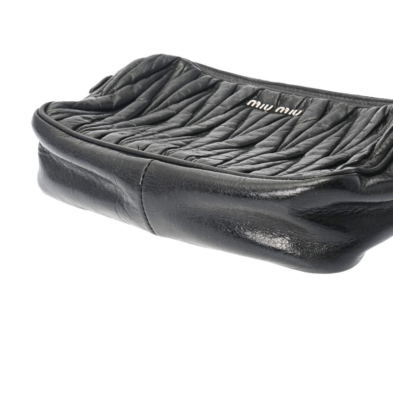 ミュウミュウマテラッセ 黒 シルバー金具 レディース レザー