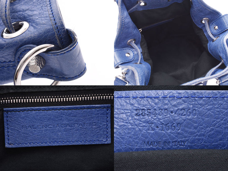 バレンシアガミニポンポン 2WAYバッグ 青 レディース ハンドバッグ