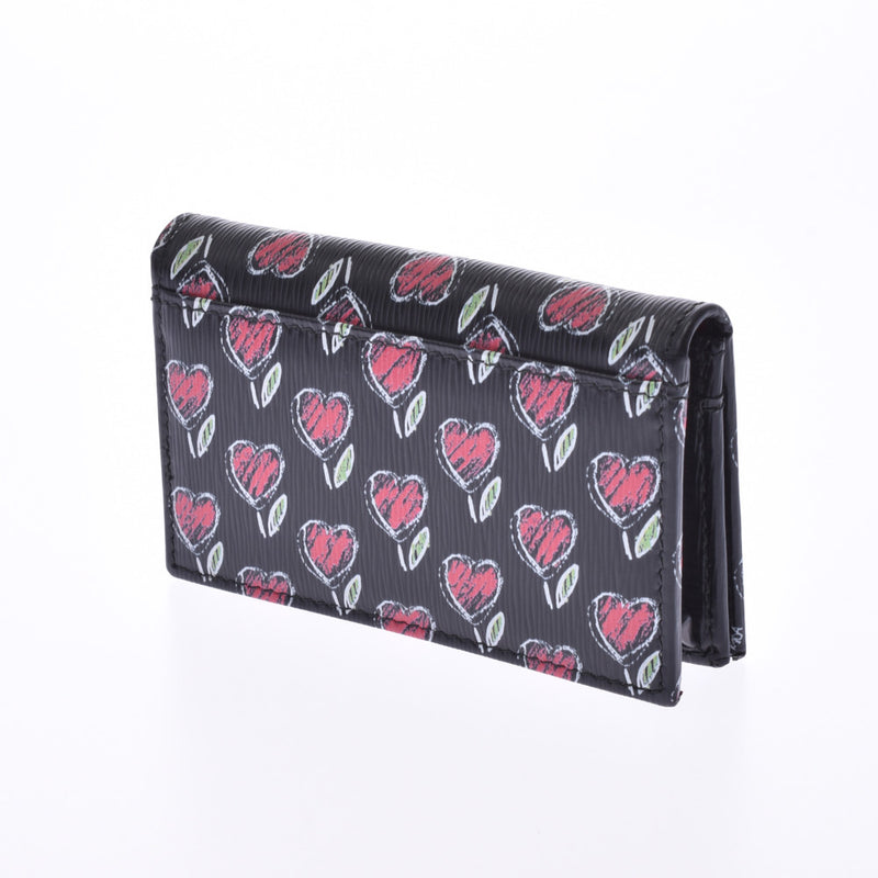 プラダ花/ハート柄 カードケース 黒 レディース カーフ 名刺入れ