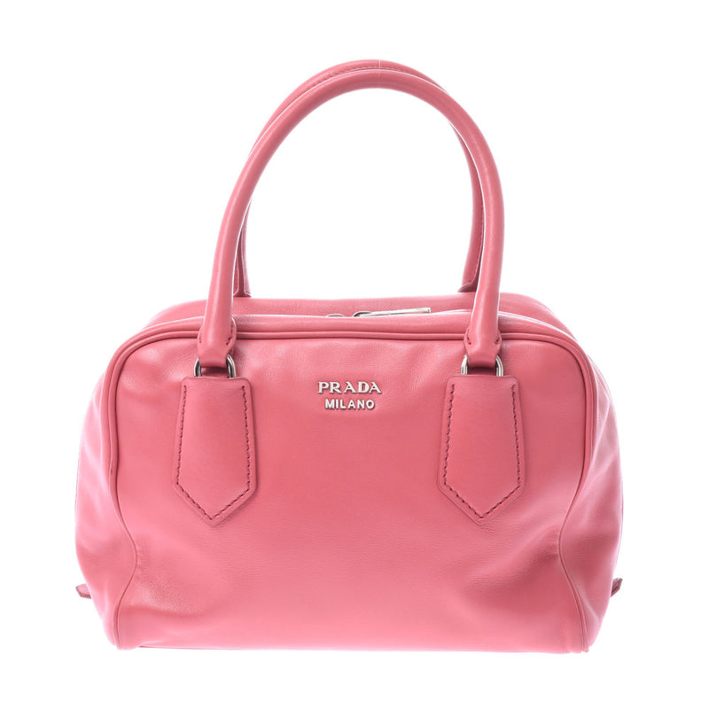 プラダ2WAY ミニボストンバッグ ピンク シルバー金具 レディース