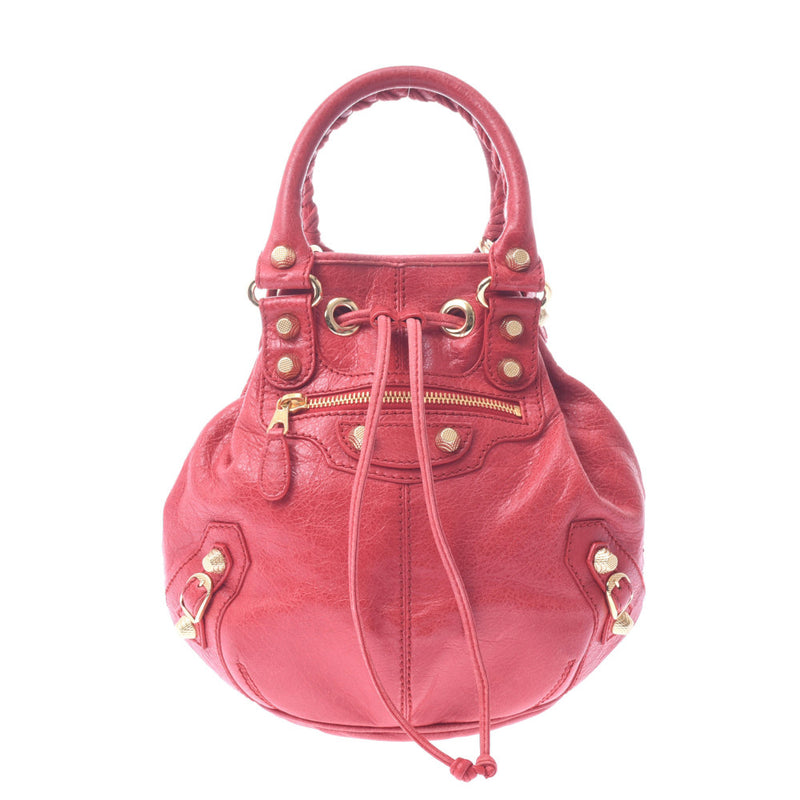 バレンシアガジャイアント ミニポンポン 2WAYバッグ 赤 ゴールド金具