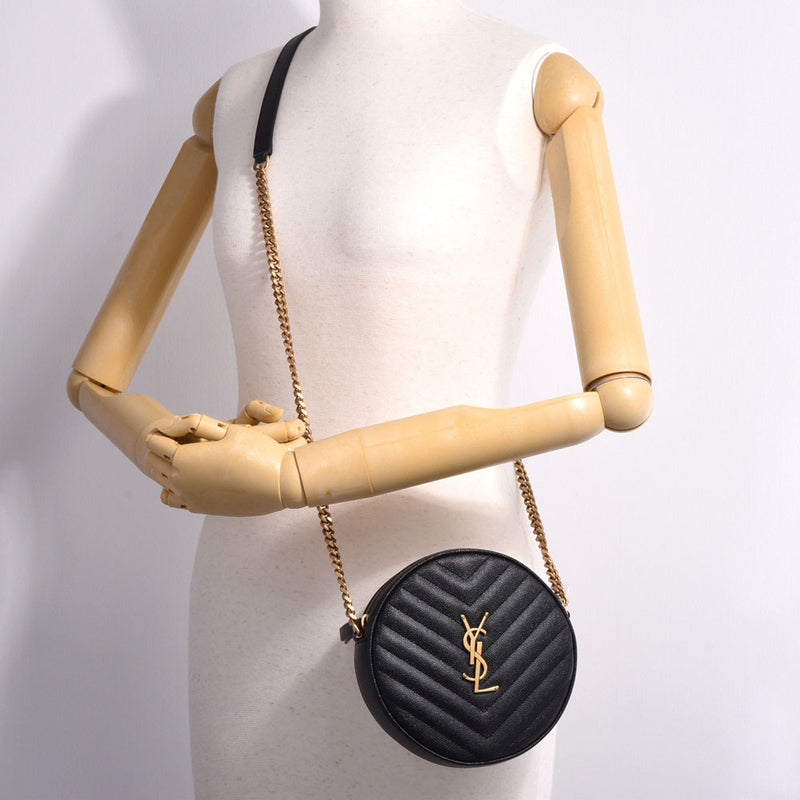 サンローランヴィニル チェーンショルダーバッグ 黒 ゴールド金具