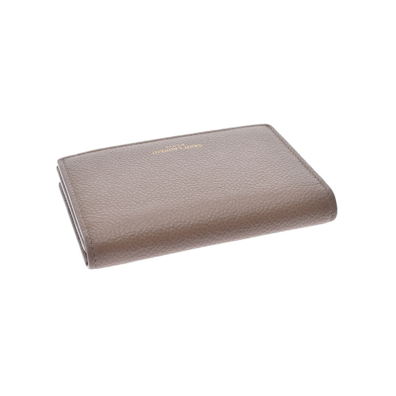 サンローラン名刺入れ グレーブラウン系 レディース カーフ カード