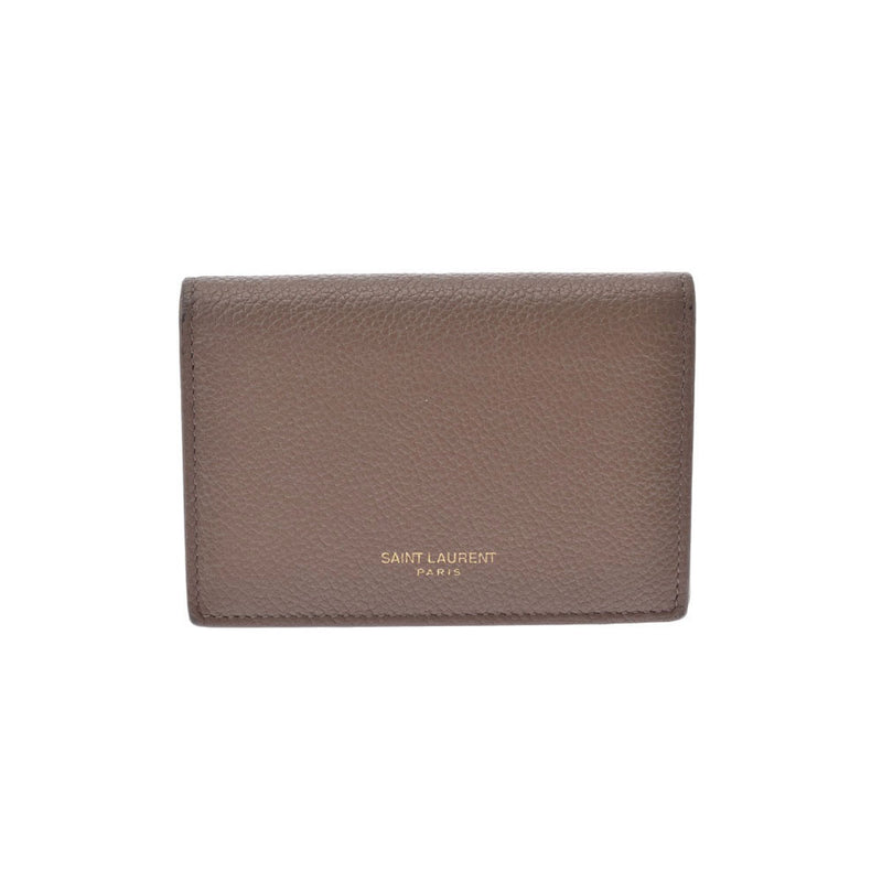 サンローラン名刺入れ グレーブラウン系 レディース カーフ カード