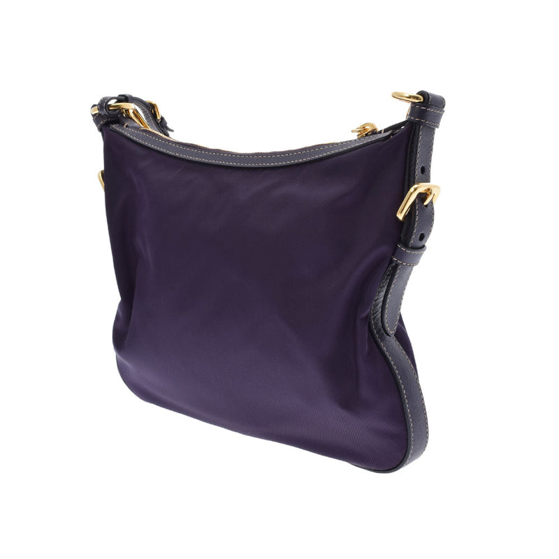 プラダ 紫 シルバー金具 レディース ナイロン ショルダーバッグ BT0706