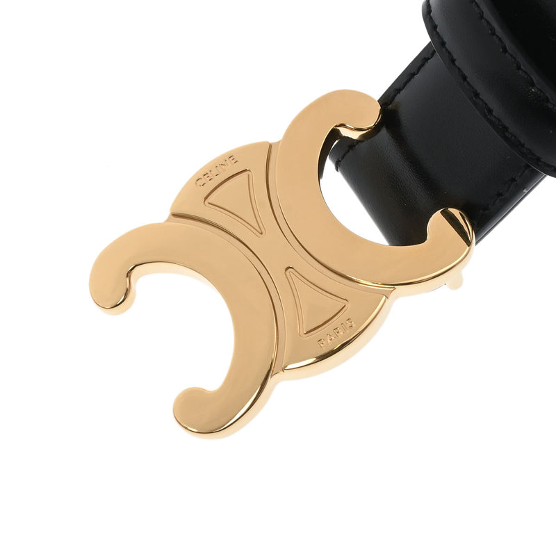 セリーヌミディアム トリオンフ 黒 ゴールド金具 メンズ レザー ベルト