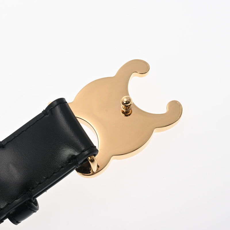 セリーヌミディアム トリオンフ 黒 ゴールド金具 メンズ レザー ベルト