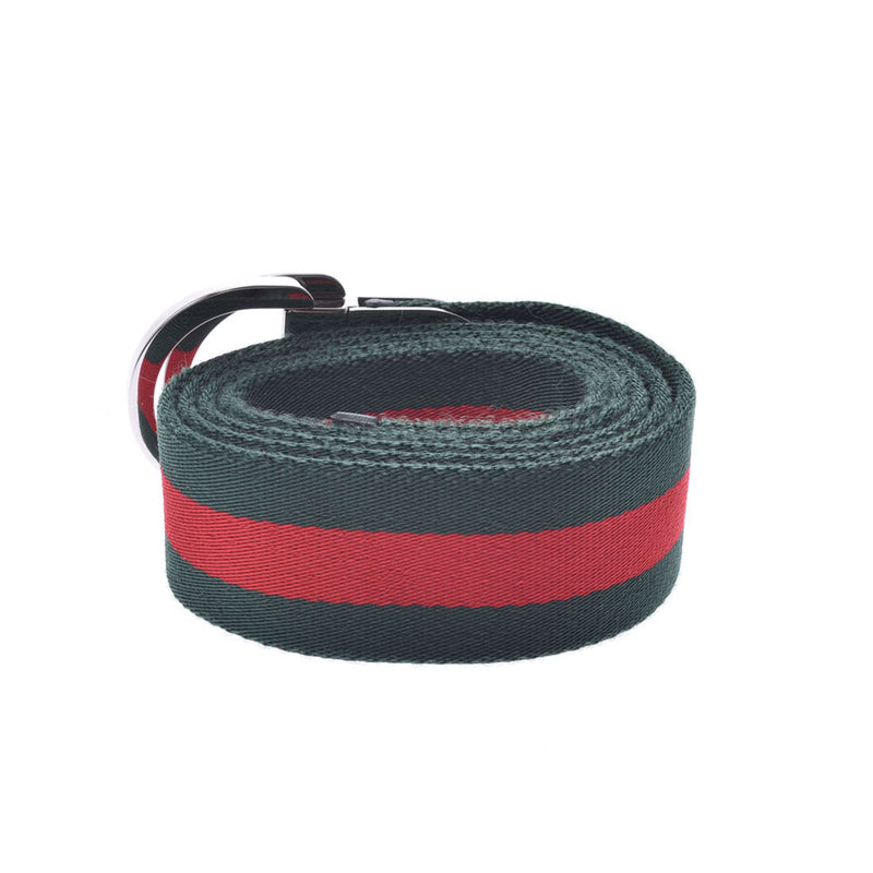 グッチシェリーライン 95CM 緑/赤 シルバー金具 レディース ベルト