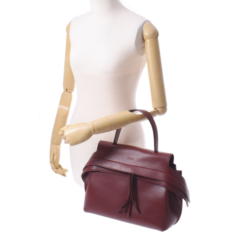 トッズウェーブバッグ 2WAY ボルドー ゴールド金具 レディース カーフ