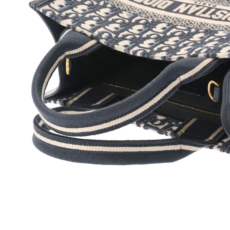 クリスチャンディオールブックトート スモール ネイビー/ベージュ