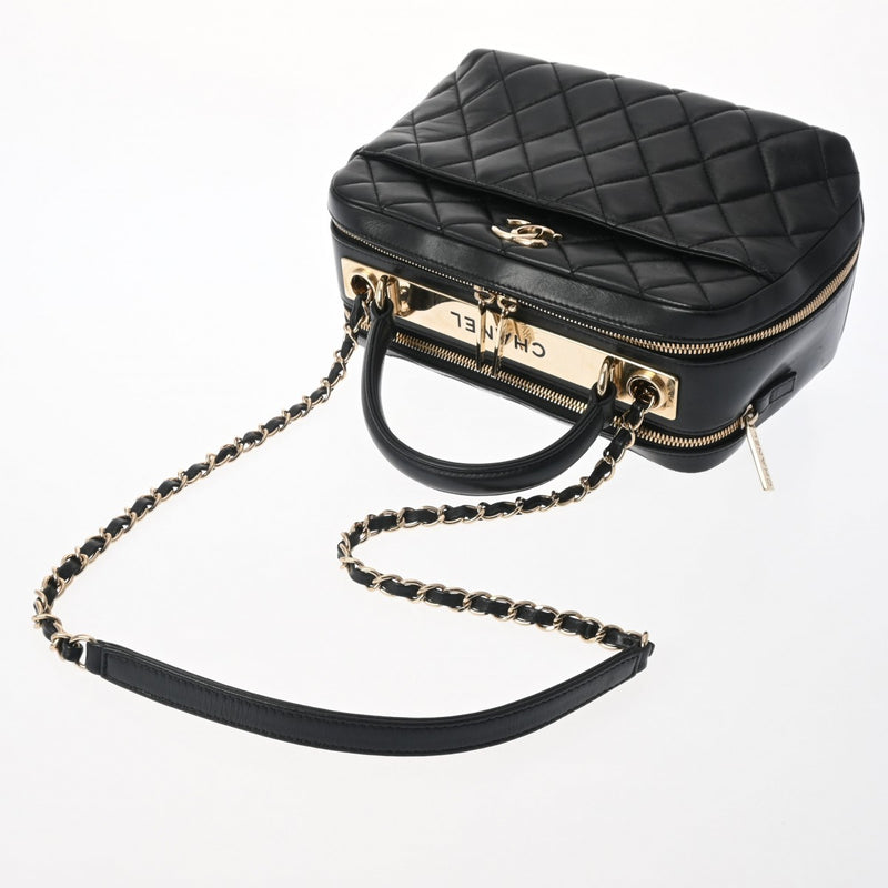 シャネル2WAY ボーリングバッグ 42976 黒 ゴールド金具 レディース