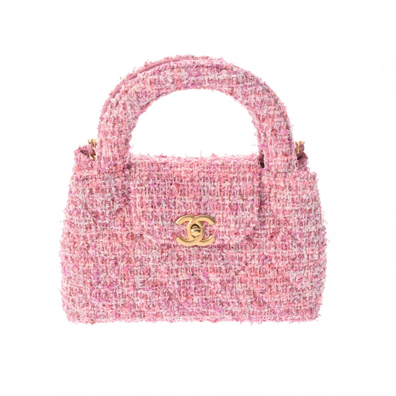 シャネルミニショッピングバッグ 42976 ピンク レディース ツイード