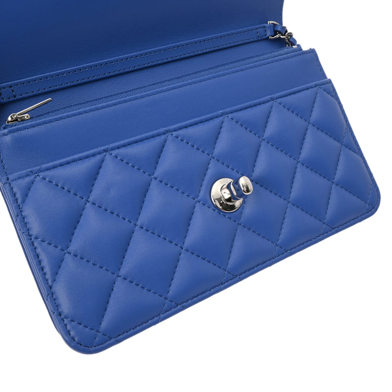 シャネル チェーンウォレット 42976 ブルー ブルー/シルバー金具