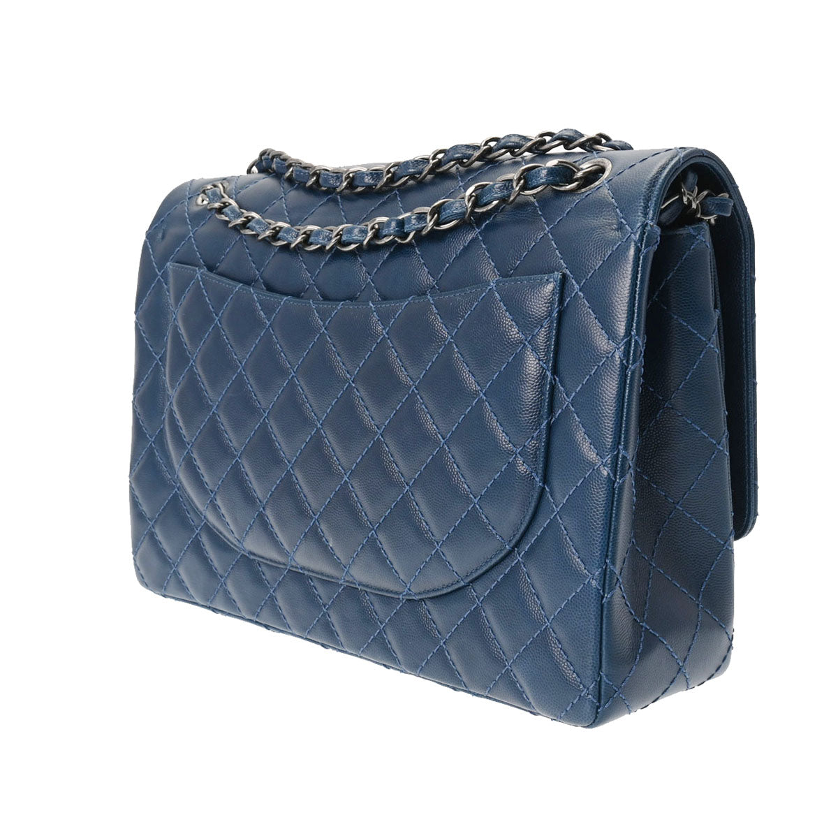 シャネルデカマトラッセ 34cm チェーンショルダー ダークブルー系